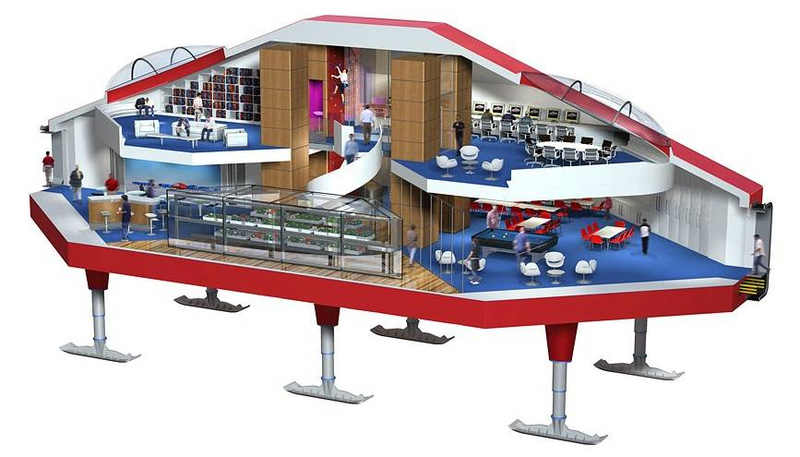 Illustration for article titled La futurista estación de la Antártida que "camina" sobre el hielo
